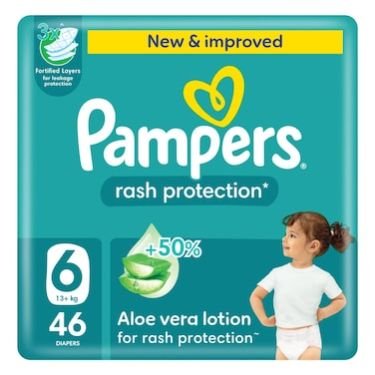 Pampers Rash Protection Diapers Size 6 (13 Kg+) 46s